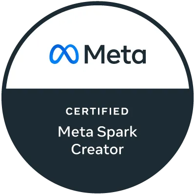 Certificado de Creador de Meta Spark de Meta, demostrando la habilidad creativa de Coriolano en realidad aumentada.